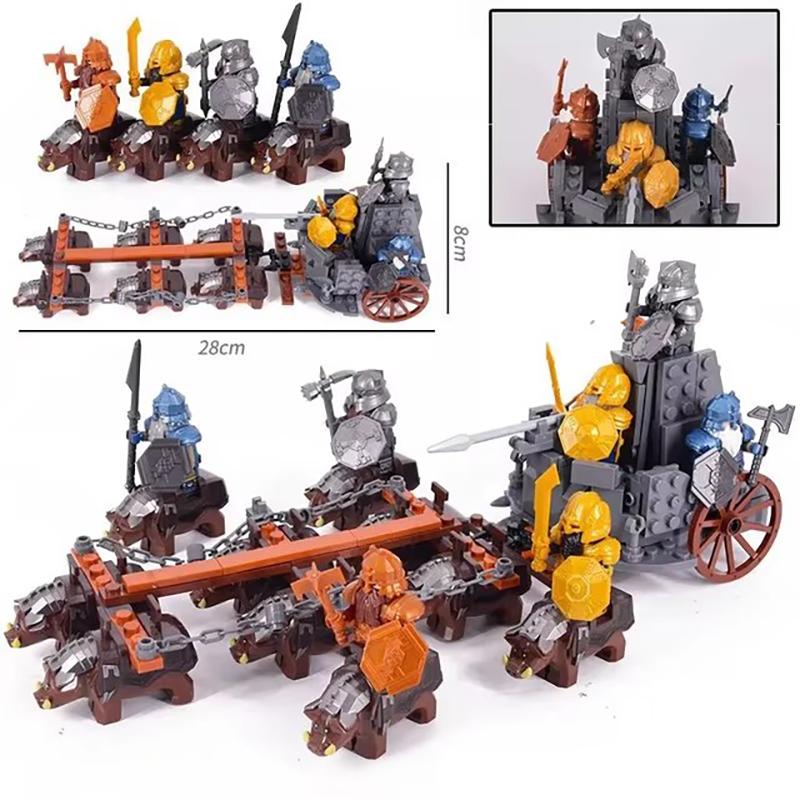 Medieval Dwarf Wild Boar Chariot Army Figures Set Mini Lord Building Blocks Bricks Toy