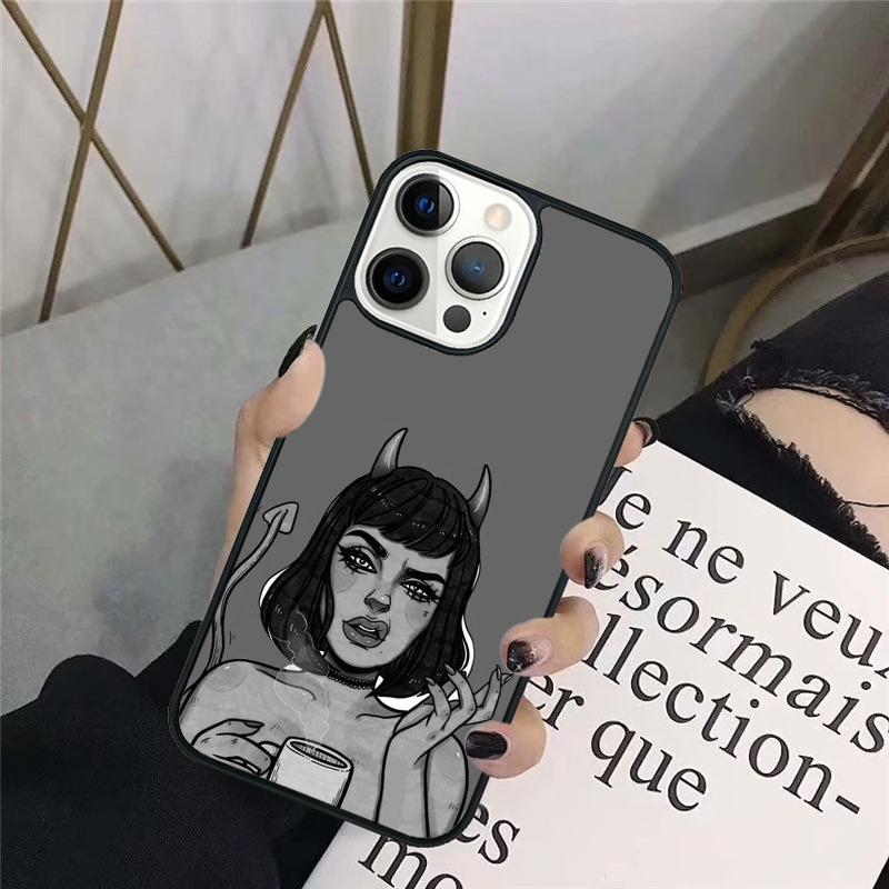 Cute Sexy Girl Devil Phone Case Back Cover for iPhone 17 Air 16 15 14 13 11 12 Pro Max Plus Fundas Coque