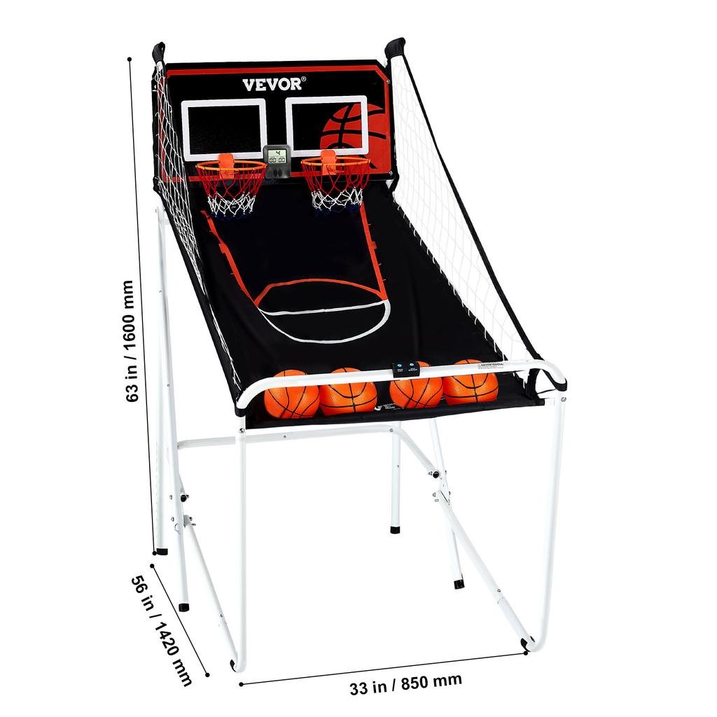 SucceBuy Foldable Basketball Arcade Game 2 Player Indoor Basketball Game Dual Shot Sport w/ 4 Balls 8 Game Modes for Kid Adult