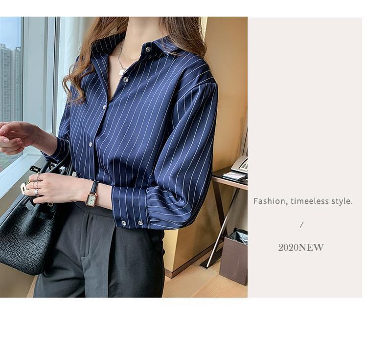 Women's Striped Chiffon Shirt - 2022 Spring/Autumn Niche Design, Light, Professional Style