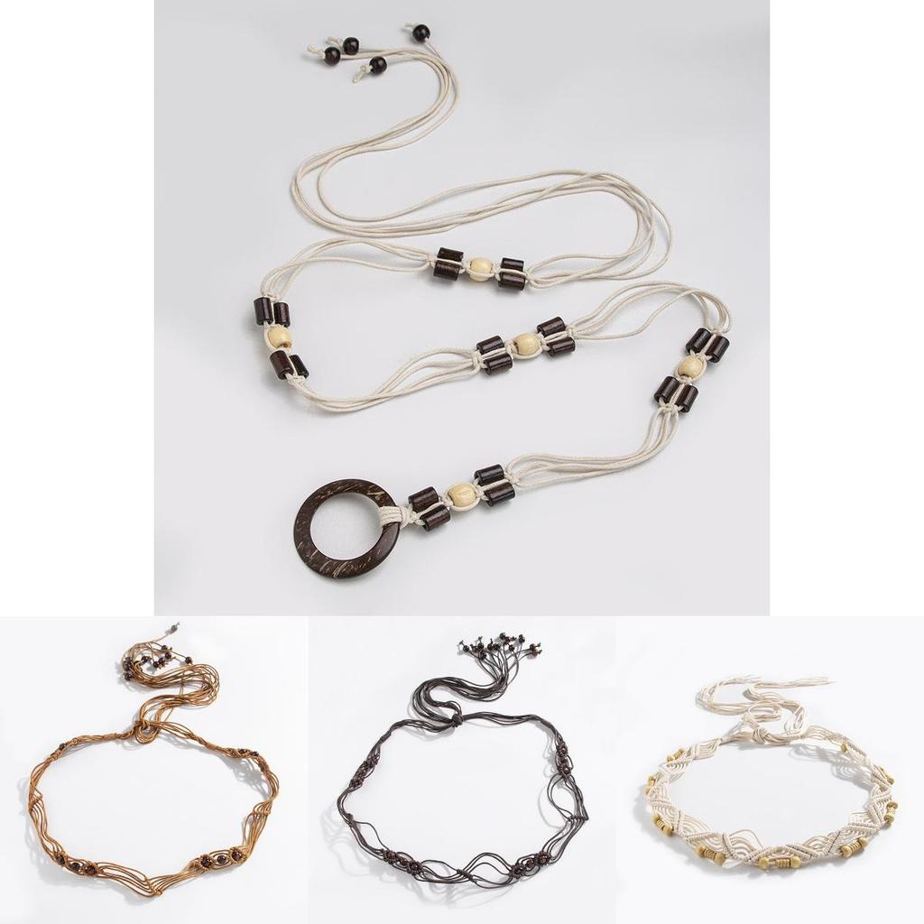 Bohemian Floral Woven Waist Cord With Handcrafted Splicing For Art Retro Party Outfit