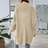 Women's Long Sleeved Solid Color Medium Length Knitted Cardigan Jacket Sweater Knitted Sweater