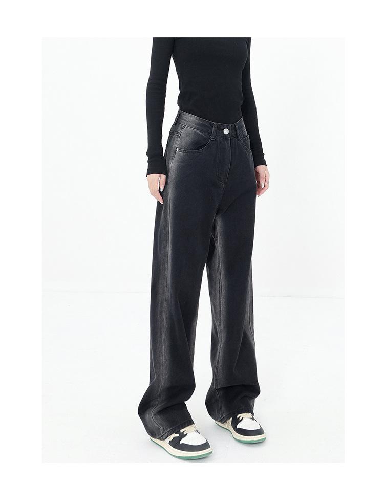 Women's Warm Gradient Fleece-Lined High Waist Wide-Leg Jeans - Autumn/Winter