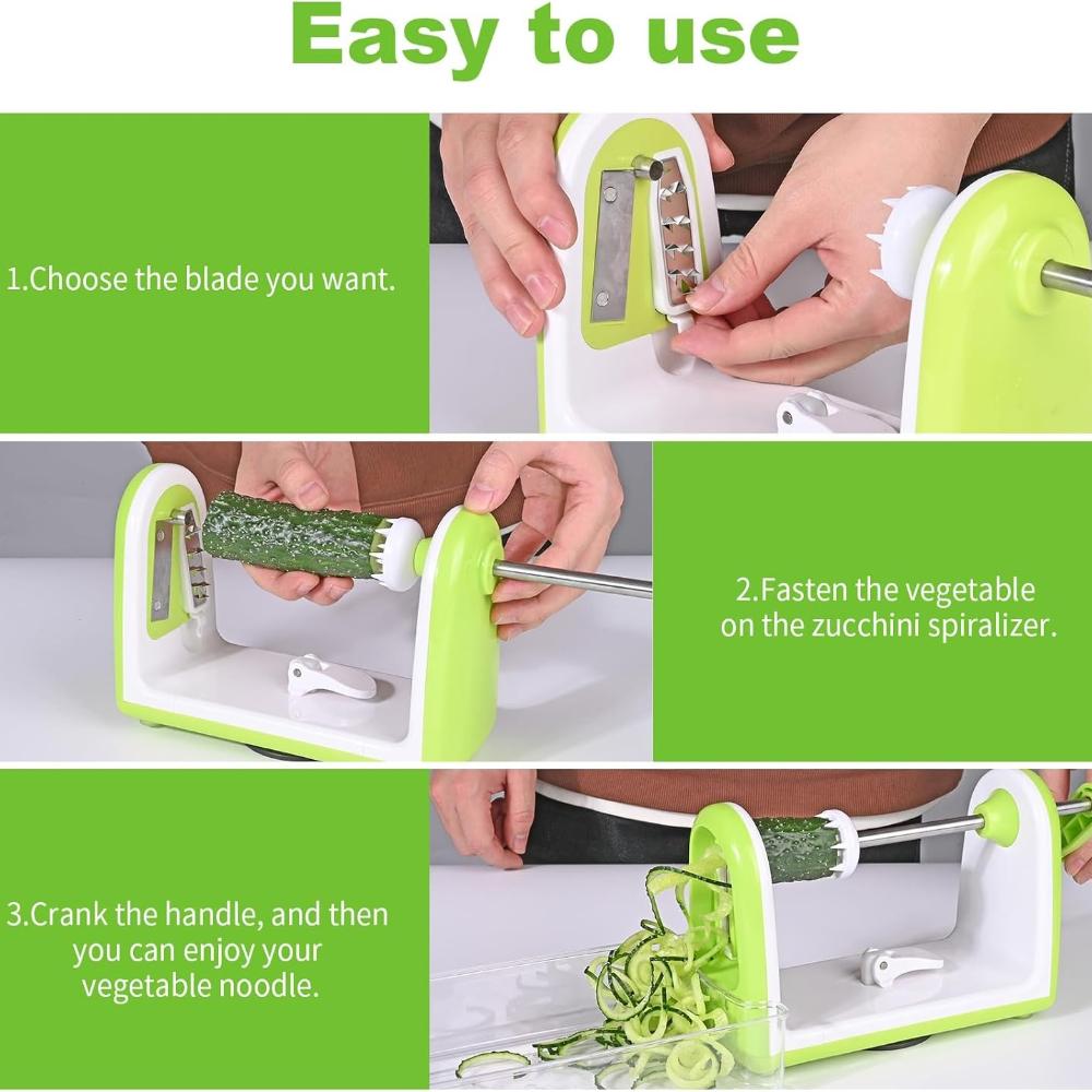 Vegetable Spiralizer Vegetable Cutter Spaghetti 5 In 1 Manual Spiral Slicer Julienne Spaghetti Zucchini Tool Zucchini Spaghetti Tool for Vegetables