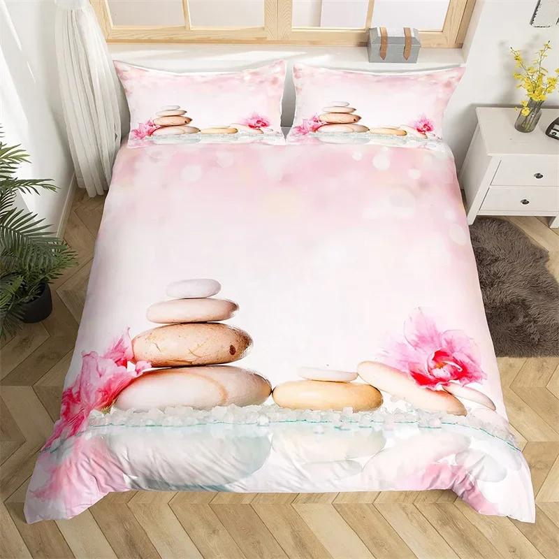 

Meditation Duvet Cover Nature Green Bamboo Lotus Flower Bedding Set Circle Geometric Bedspread Cover Zen Spiritual Quilt Cover EU Single(135x200cm)