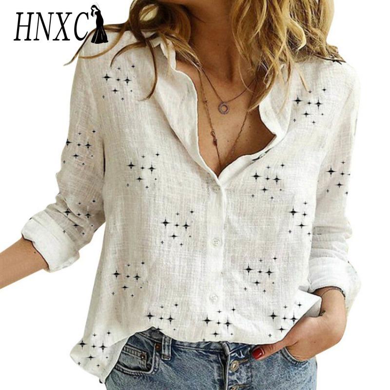 

HNXC Женские модные повседневные весенне-осенние блузки и рубашки с длинным рукавом и воротником поло XXXL белый