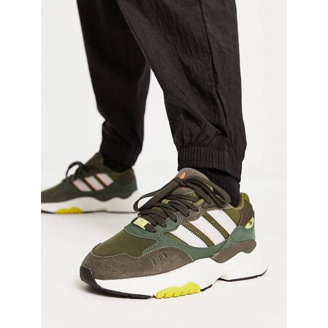

Кроссовки adidas Originals Retropy F90 цвета хаки с желтыми деталями