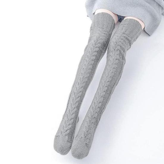 Women Knitted Thigh-high Socks Stretchy Solid Color Boot Socks Long Winter Stockings Over Knee Leg Warmers for Boots Skirts Parties Street