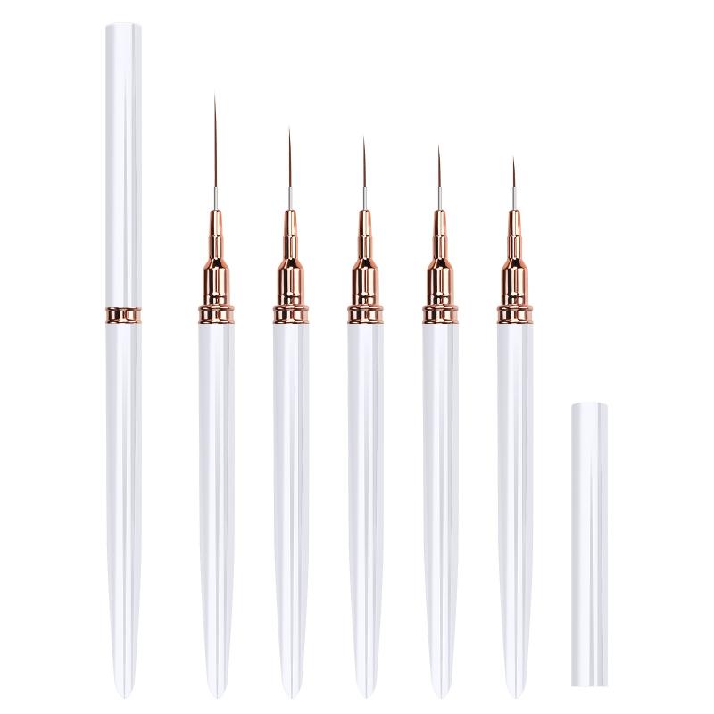 5Pcs Nail Art Liner Brush Set Uv Gel Nail Brushes Kits French Stripe Line Painting Drawing Flower Pen Professional Manicure Tool