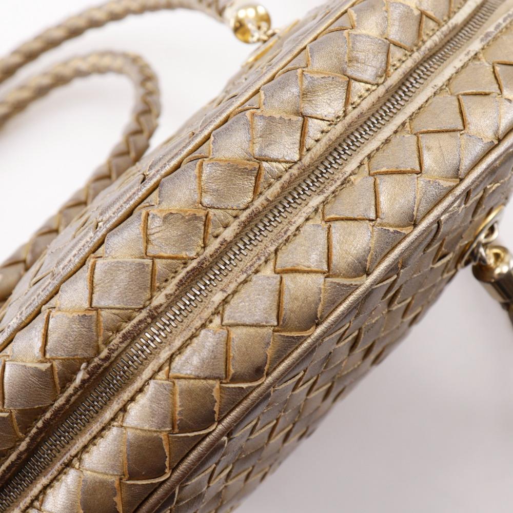 BOTTEGAVENETA Intrecciato Shoulder Bag Gold Calfskin Women Used
