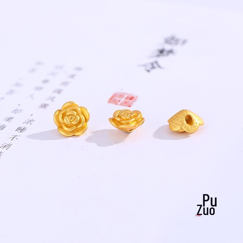 Durable Sand Gold Rose Flower Beads for DIY Bracelets & Necklaces