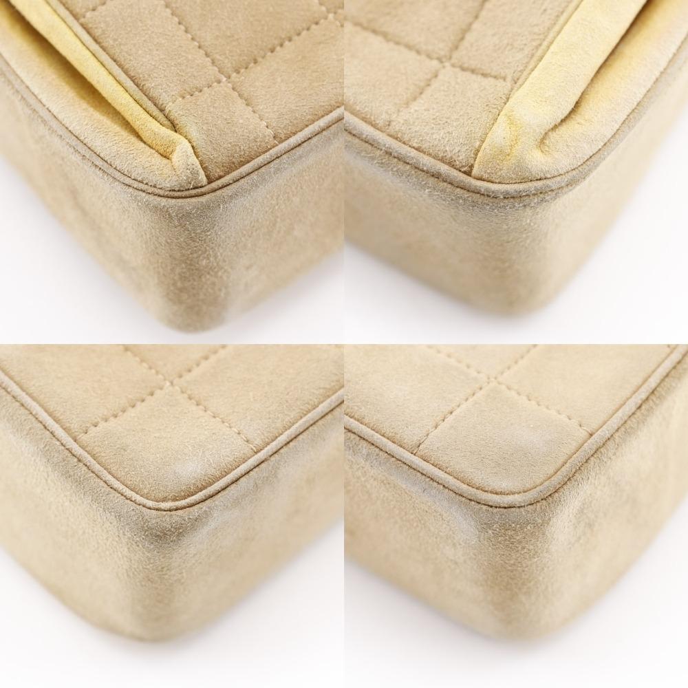 Chanel Chocolate Bar Handbag One Handle Brown/yellow Suede Women Used