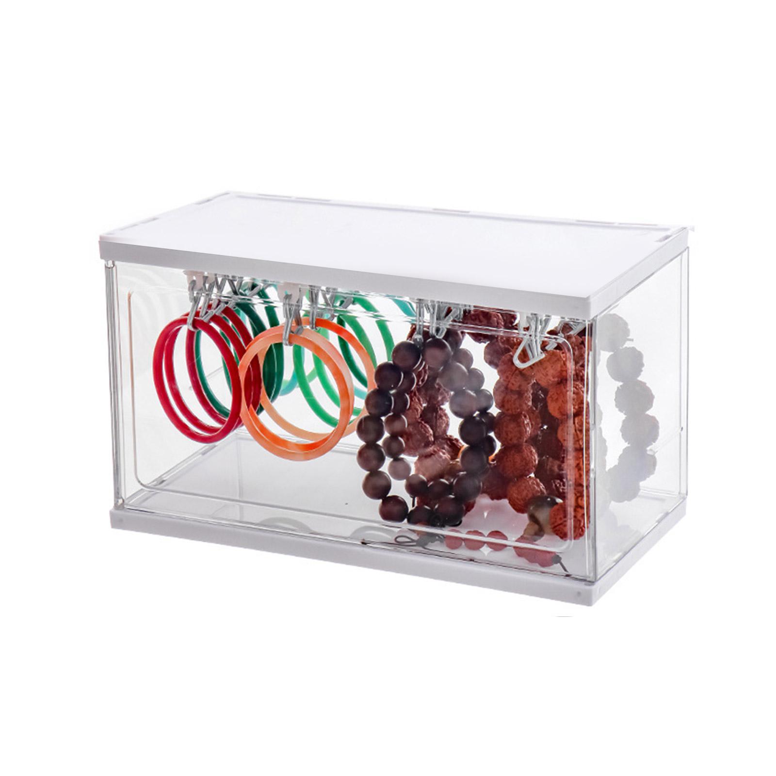 

Transparent Acrylic Jewelry Holder Stylish Bracelets Box with Rails and Hooks Earring and Necklace Display Organizer