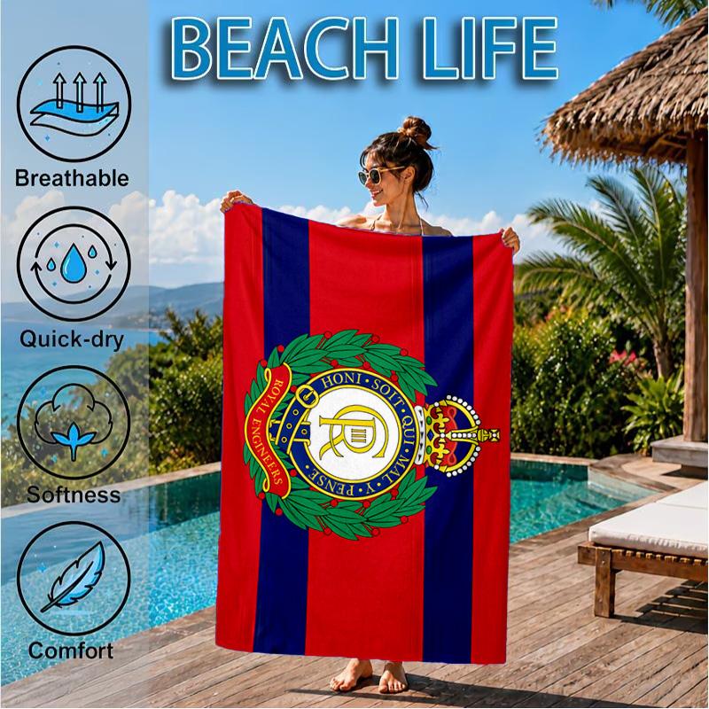 Royal Engineers Crest Emblem Beach Towel, Quick-drying, Easy to Care for, Suitable for Both Fitness and Beach Vacations,Sports Essential
