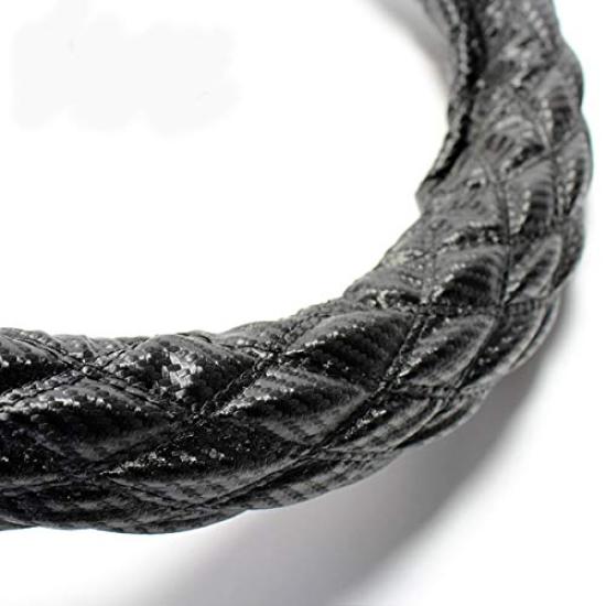 Azur Zest Steering Wheel Carbon Leather Size S Cover, Black, (Outer Diameter Approx. 36-37cm), XS61A24A-S-016