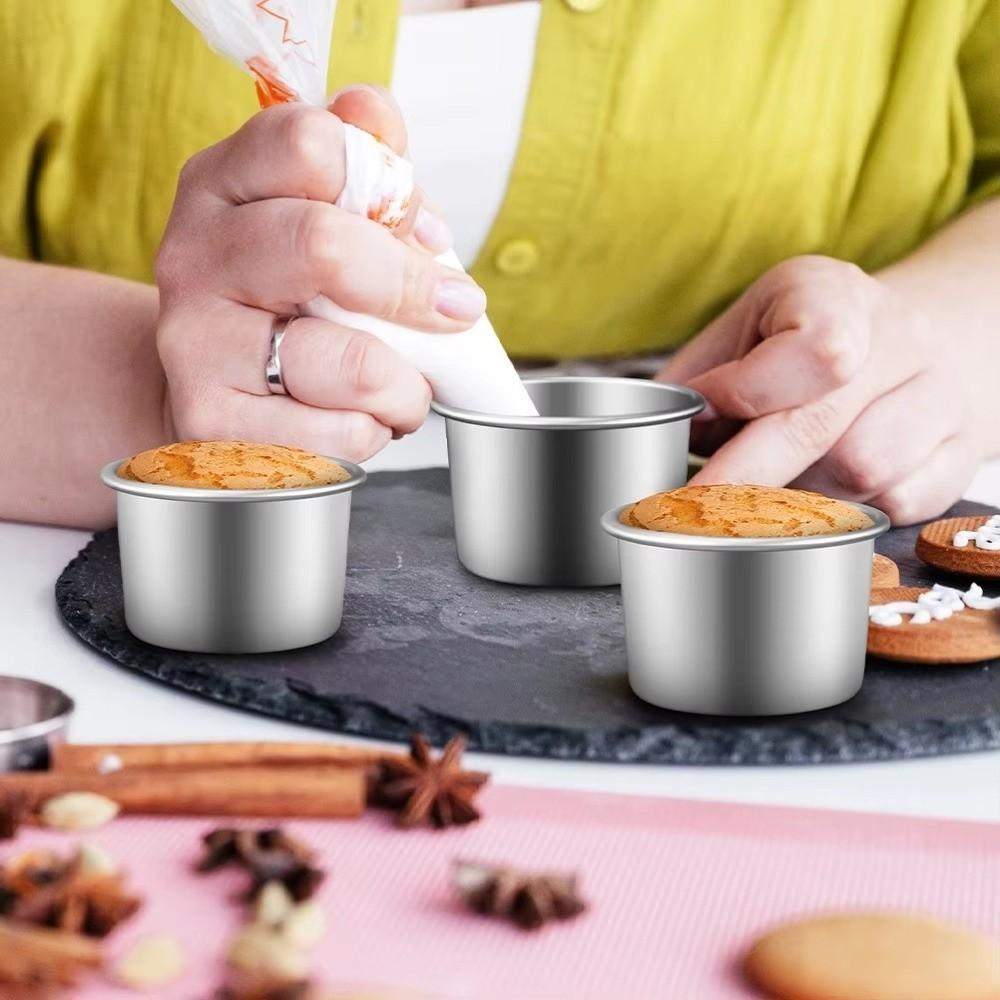 5Pcs Aluminum Zinc Zinc Alloy Nonstick Cupcakes Cup Round Shape Cake Mold Pan Eggs Tart Moulds Home Kitchen