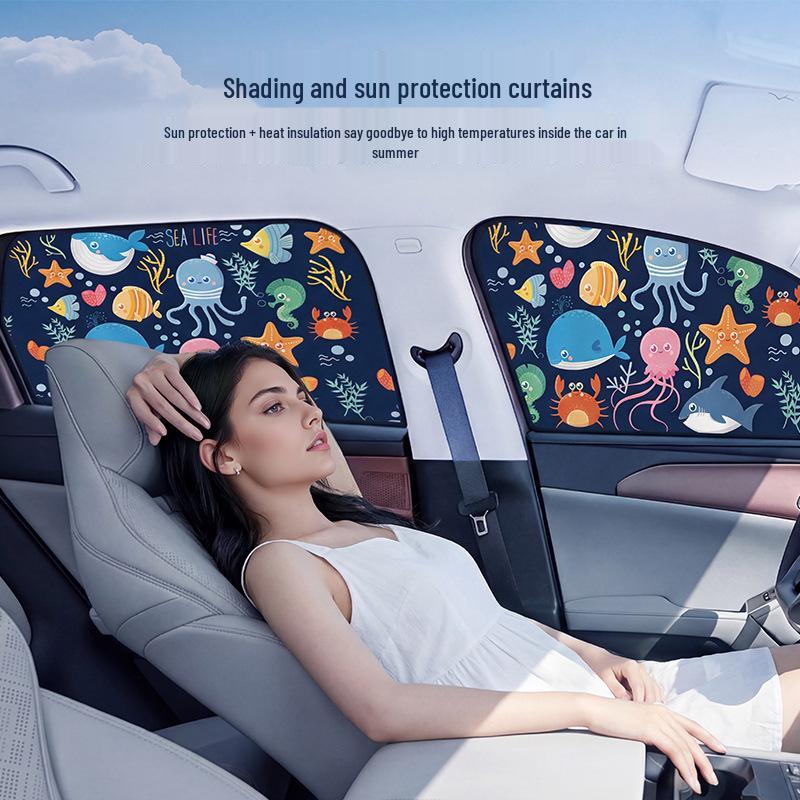 Cartoon Magnetic Car Sunshade for Kids' Sun Protection and Privacy