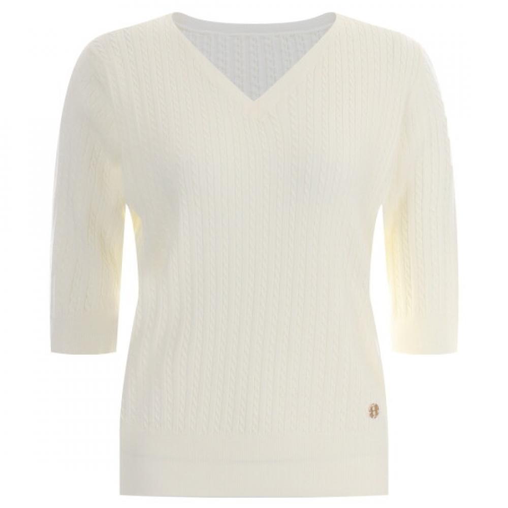 Shop Women V Neck Regular Tencel Short sleeVe Knit iVory Frb Wkn 11905