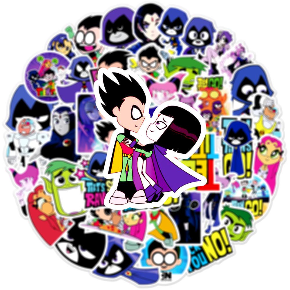 50Pcs Cartoon Teen Titans Go Stickers DIY Stickers Scrapbooking Phone Luggage Skateboard Decorative Waterproof Graffiti Decals