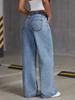Plus Size Women's Stretch Denim Embroidered Straight Leg Jeans - Simple and Elegant