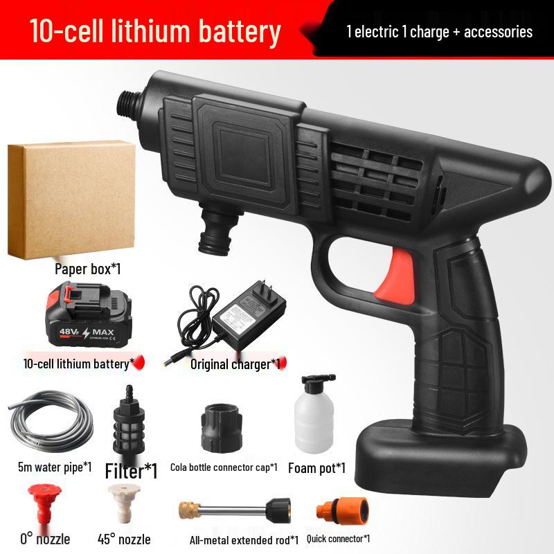 Cordless High-Pressure Washer: Portable Lithium Battery Water Gun for Cars & Garden.