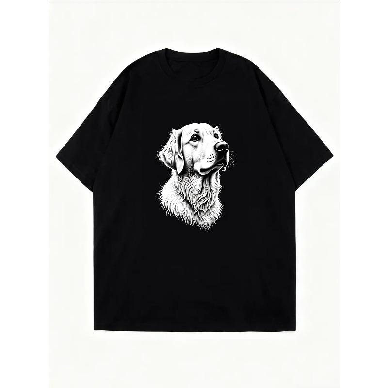 Women Casual T Shirt White Golden Retriever Dog Print For Everyday Wear