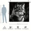 1/4 Set, Wolf King Gaze Shower Curtain Set, Ready To Use, Black And White Color Scheme, Polyester Fabric, With Non-Slip Bath Mat
