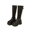 Small Slim and Tall Knight Boots Women's New Autumn French Black Thick-soled Boots