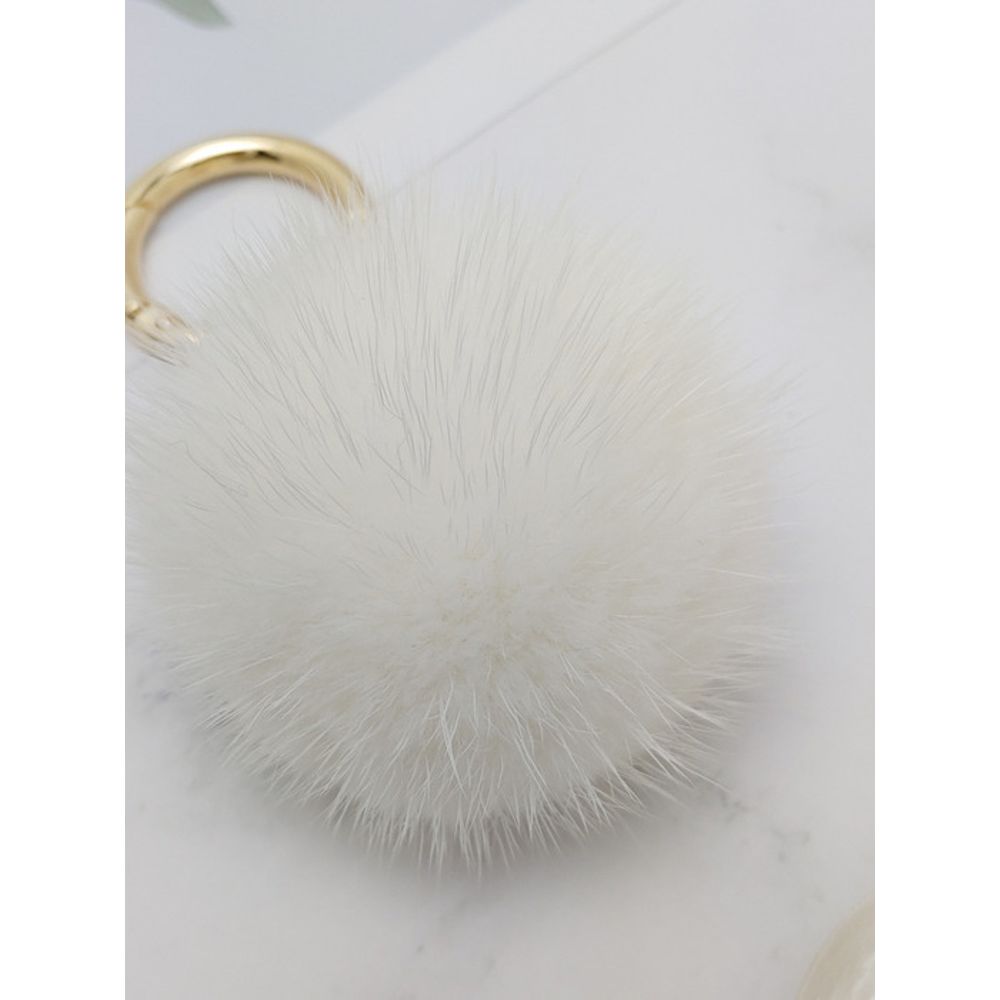 MAIA Mink Fur Keychain & Charm - Ivory
