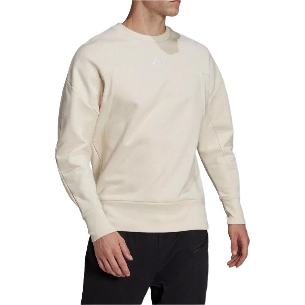 adidas Solid Color Crew Neck Sweatshirt Men Tops Light-Khaki HI1390