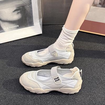 Nowe damskie buty na wiosnę i lato 2025, miękka podeszwa, płytkie, oddychające, na rzepy, modne, casualowe, Mary Jane, płócienne, buty w stylu Forrest Gump