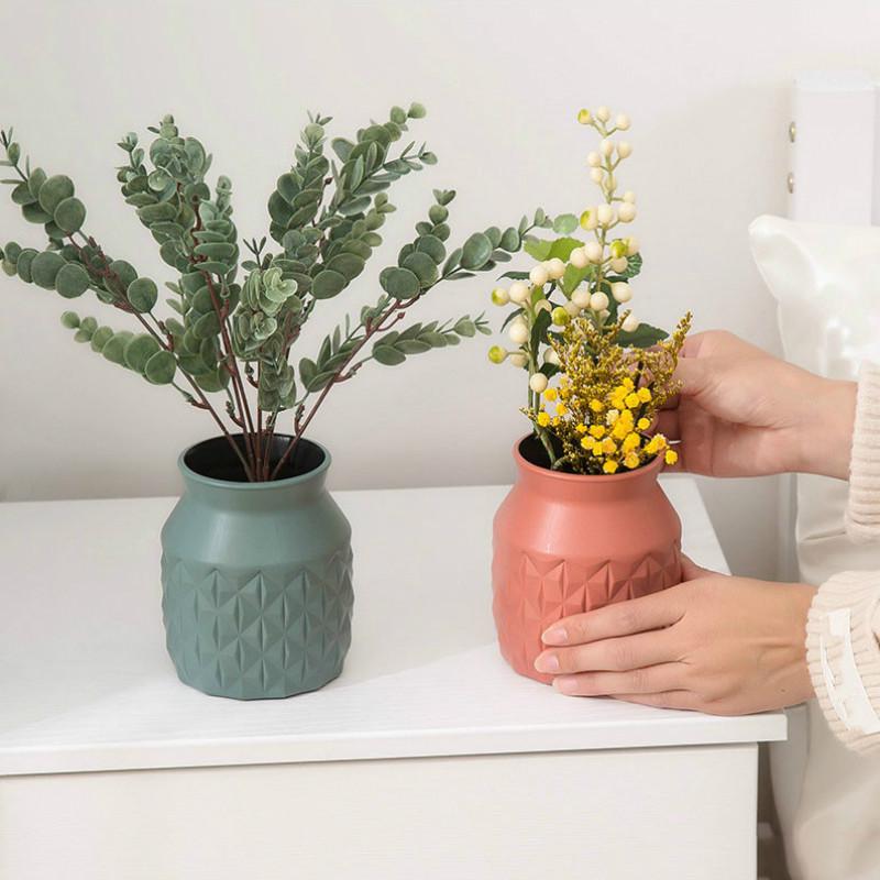 Jednoduchá plastová váza Nový kreativní severský styl Aranžování suchých a mokrých květin Nádoba Imitace keramického šťavnatého květináče