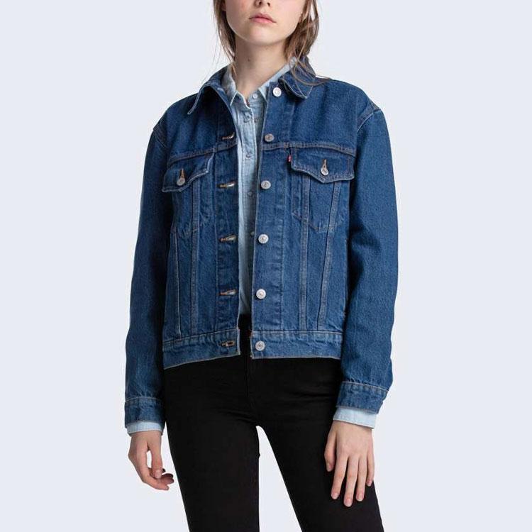 Levis Simple Collar Long Sleeve Denim Jacket Women Jackets Blue 29944-0011