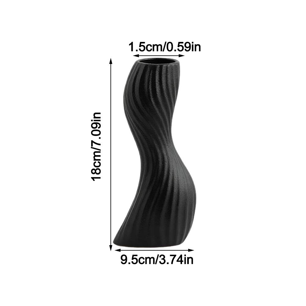 Wave Shape Imitation Ceramic Vase Black/White Curved Wave Vase  Wedding Decor Black-S