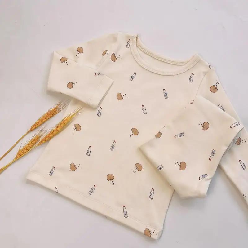 Children's Pure Cotton Sleep Set-Cartoon Floral Boys Girls Pajamas Soft Kids Lounge Wear Suit Comfortable Sleepwear Size 80-120
