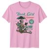 Book Girl Summer Skeleton Beach TShirt Retro Reader Tee
