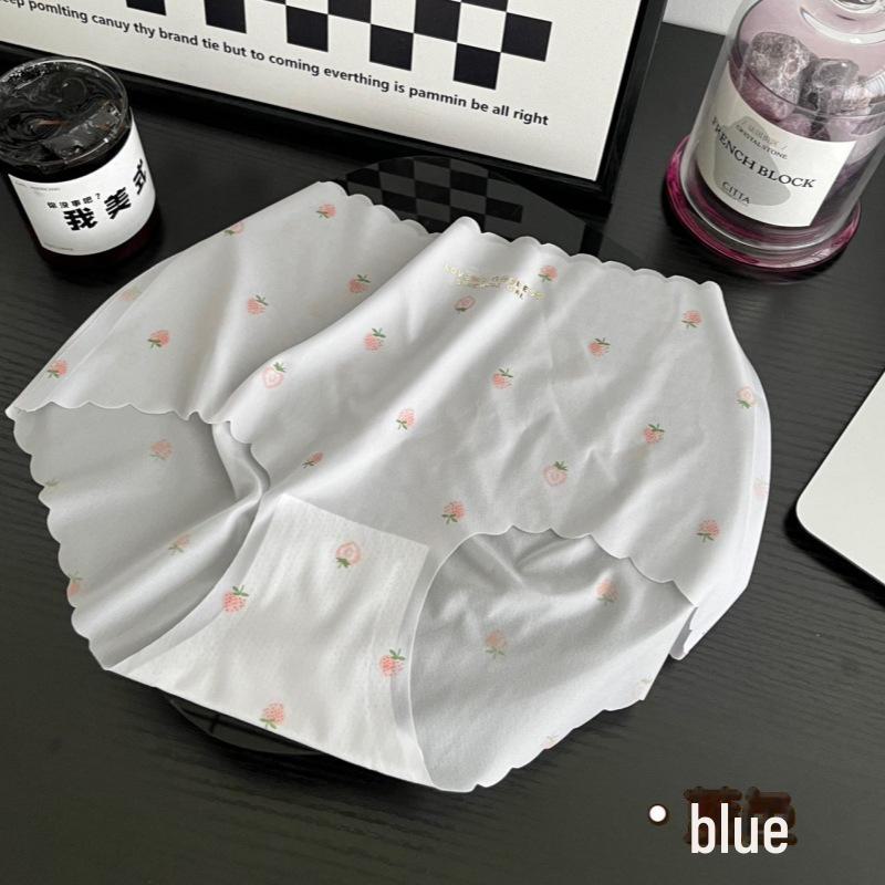 

Бесшовные ультратонкие трусики из ледяного шелка Strawberry - средняя талия, дышащие и удобные для женщин L синий