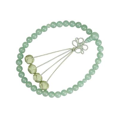 Women's Buddhist Prayer Beads, Informal, Kyoto Style, Suitable for All Sects, 7mm Indian Jade, Rikyu Bonten, Flower Knot
