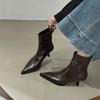 Fashion Stiletto Heel Back Zip Anti-Slip Wear-Resistant Single Boots Women's Fashion Pointed Toe High Heel