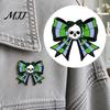 Dark Style Brooch Pin, Enamel Skull Bow Design Brooch, Halloween Snap-On Gothic Accessory Pin Badge for Backpacks Collars Hats Holiday Decoration