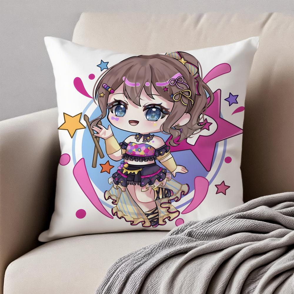 Lovely Anime BBanG Dream Its MyGO Cushion Cover Pillowcase Antidustmite Invisible Zipper Short Plush Sofa Cushion