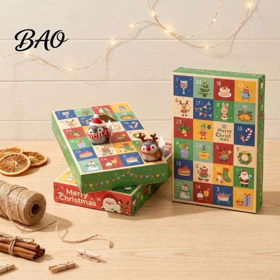 Christmas Advent Calendar 5Pcs 24-Day Box, Blank Gift Box with Adult Holiday Pull-Tab Windows, Countdown Surprise Toy Container, Party Favor