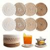 8Pcs Drink Coasters with Holder Absorbent Coasters for Drinks Woven Coaster Set Home Decoration.
