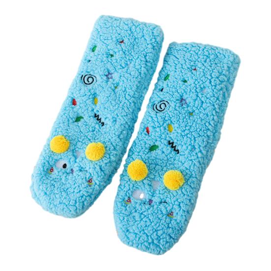 1 Paio Calzini da Pavimento in Peluche Spessi Caldi per Interni con Suola Antiscivolo