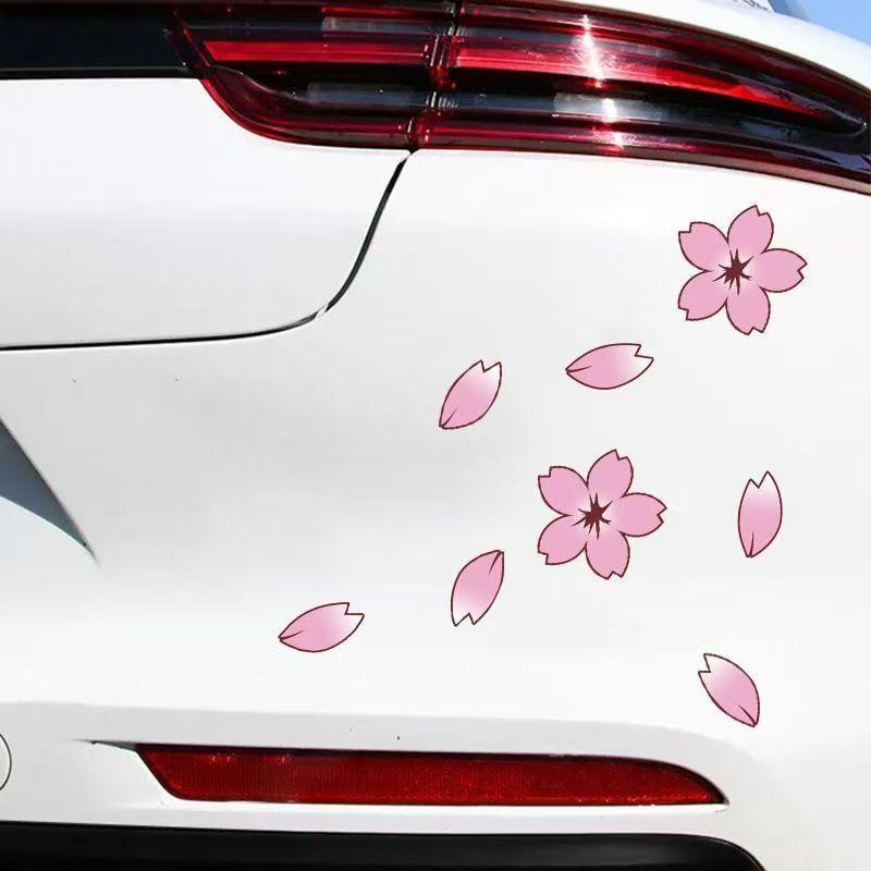 12/20/24Pcs Cherry Blossom Stickers, Suitable For Covering Vehicle Body Scratches, Bicycle And Motorcycle Helmets, Decals