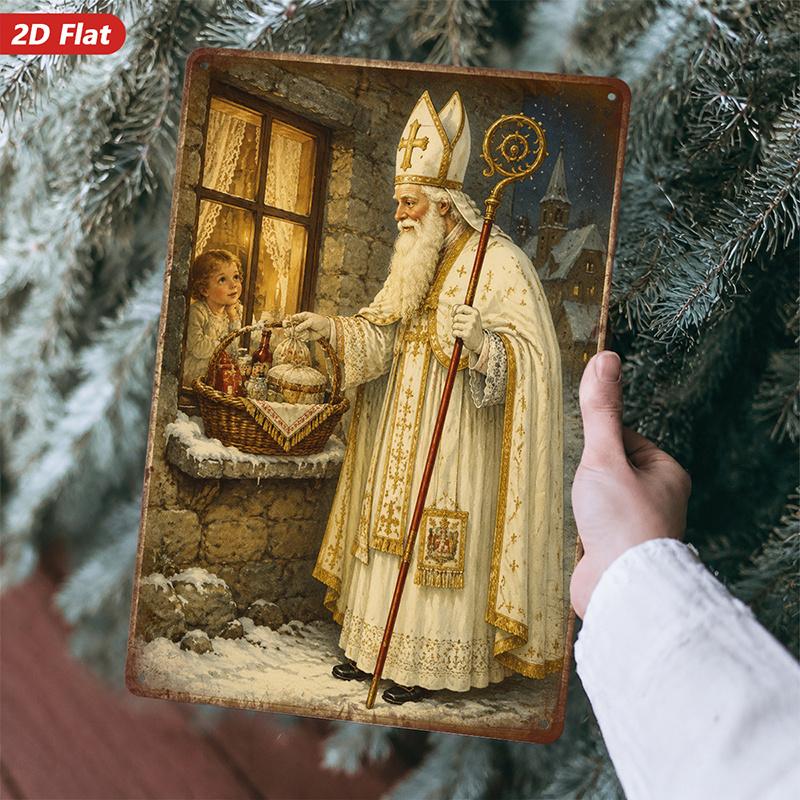2D Flat Metal Sign Saint Nicholas 20cm x 30cm