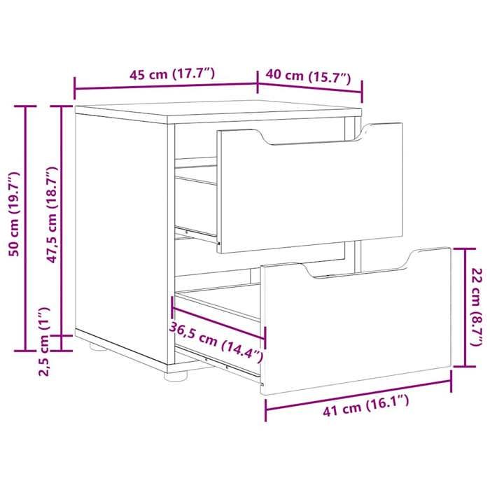VidaXL Table de chevet VISNES blanc 45x40x50 cm bois d'ingénierie, meuble de chevet, table d'appoint, armoire de lit, 4108280