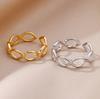 18k Gold Plated Men's Adjustable Geometric Stainless Steel Ring - Korean Style