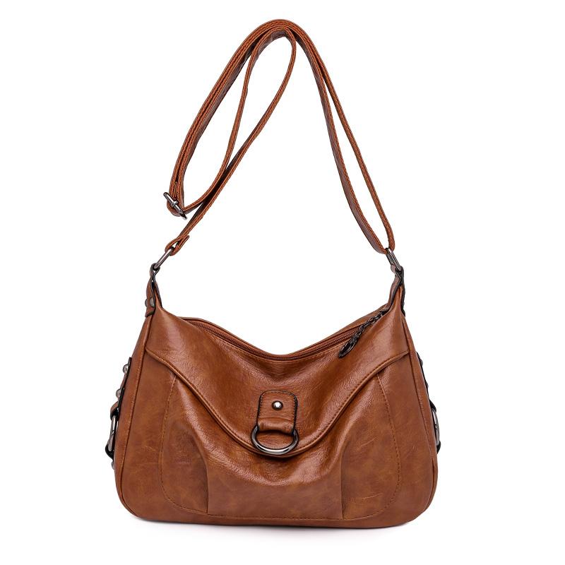 

Annmouler Women Shoulder Bag Vintage Crossbody Bag Pu Leather Messenger Bag Lady Handbag Purse Quality Women Sac A Main Flap Ba коричневый