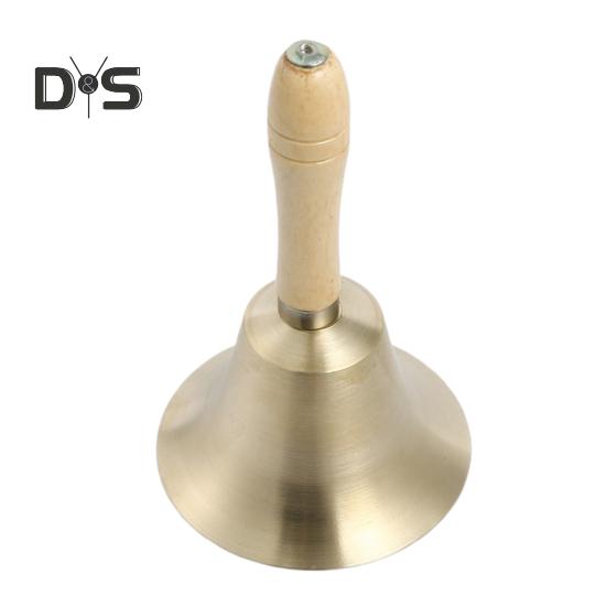 Vintage Alloy Hand Bell with Wooden Handle Super Loud Heavy Duty Wedding Animal Training Dinner Meditation Musical Teaching Service Call Bell